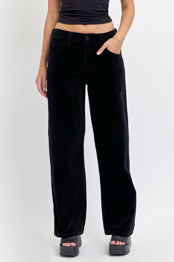 VINTAGE BLACK CORDUROY LOW RISE JEANS