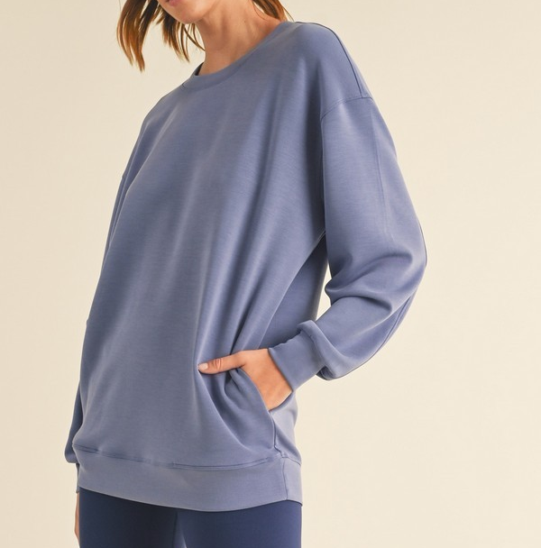 LIGHT DENIM SOFT MODAL OVERSIZED CREW TOP