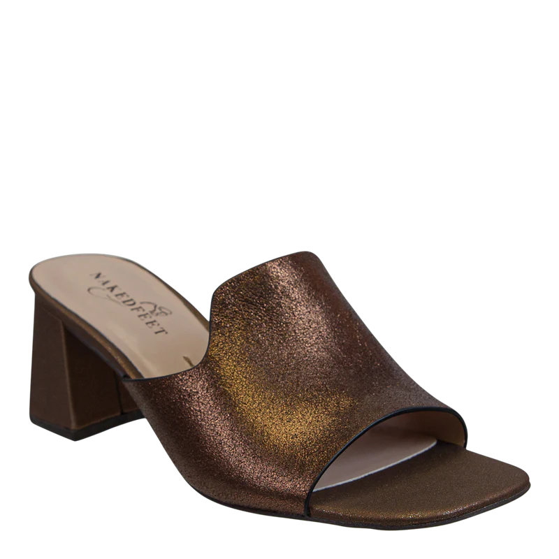 BRONZE AUSTERE HEELED SANDALS
