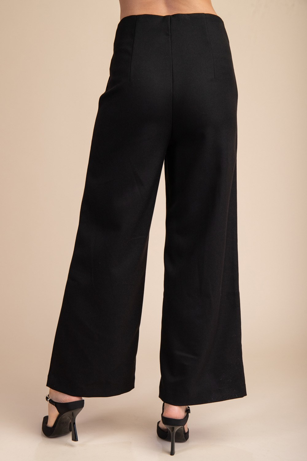 BLACK HIGH WAISTED WIDE LEG PANTS