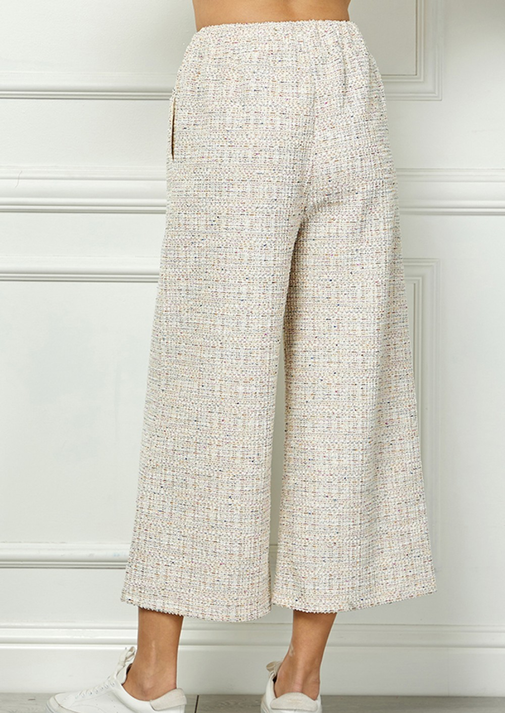 TAN BOUCLE TEXTURED PANT SET