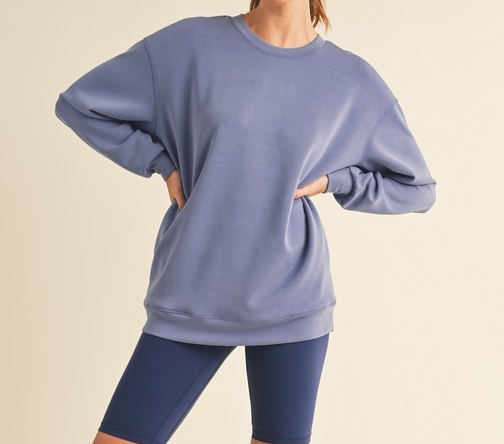 LIGHT DENIM SOFT MODAL OVERSIZED CREW TOP