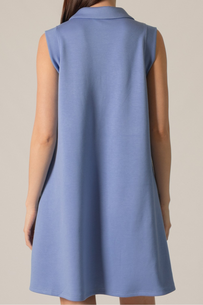 CORNFLOWER BLUE PCILL BUTTER MODAL SLEEVELESS TENNIS DRESS